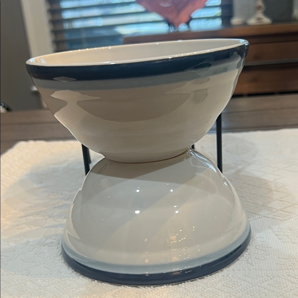 Pfaltzgraff Stoneware Bowls Blue & White Striped #456 RARE VINTAGE 5.75 Inch